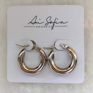 SOLD Thick Silver Hoop Earrings